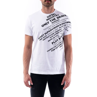 Diesel Slogan Print T-shirt In White