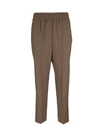 BRUNELLO CUCINELLI HIGH-RISE STRETCH-WOOL STRAIGHT PANTS BROWN,11423979