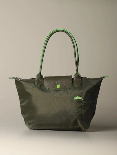 Longchamp In Nylon In Forest Green