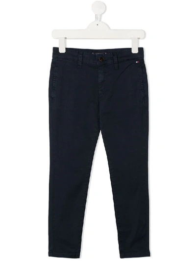 Tommy Hilfiger Junior Kids' Twill Trousers In Blue