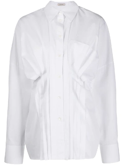 Nina Ricci Pleated Front Shirt In White