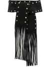 SAINT LAURENT STUD-EMBELLISHED FRINGED BELT