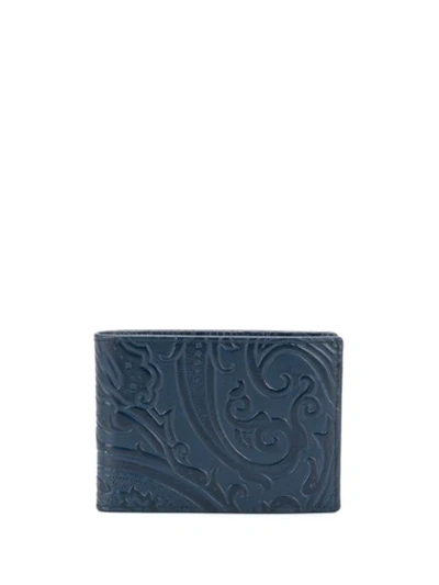 Etro Paisley Print Wallet In Blue