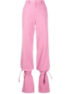 Attico Ties-detail Canvas Cotton Trousers In Pink