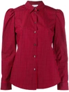 Red Valentino Redvalentino Puff Shoulder Plaid Shirt