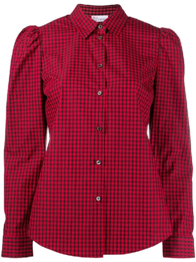 Red Valentino Redvalentino Puff Shoulder Plaid Shirt