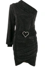 Philipp Plein One-shoulder Crystal-heart Dress In Black