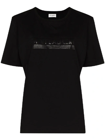 Saint Laurent Logo Print Cotton Jersey T-shirt In Black