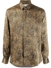 Saint Laurent Leopard Print Silk Button-up Shirt In Yellow