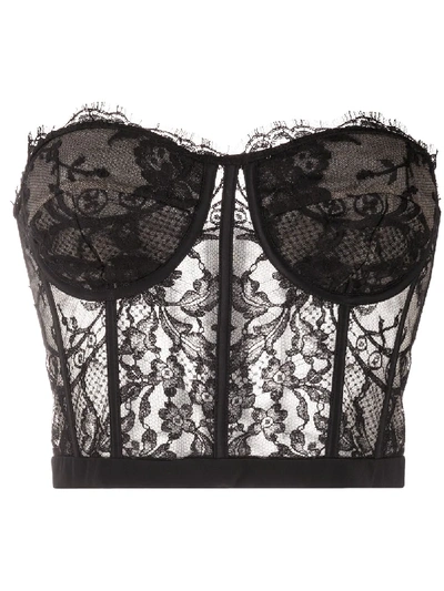 Alexander Mcqueen Strapless Lace Bustier Top In Black