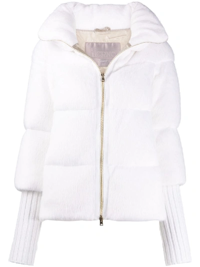 Herno Funnel Neck Padded Jacket In White