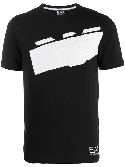 Ea7 Logo Cotton Jersey T-shirt In Black