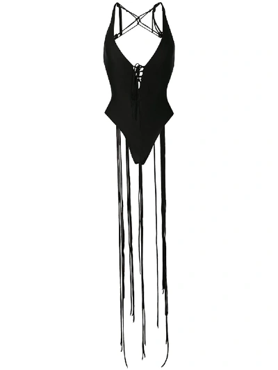 Alchemy Metallic Sheen Fringed Body In Black