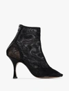 Mm6 Maison Margiela Mesh Square Toe Ankle Boots In Black