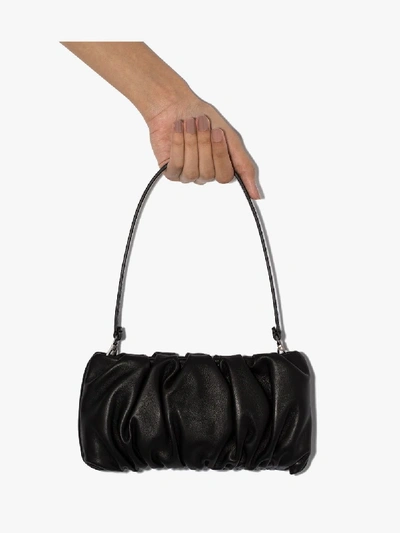 Staud Bean Gathered Leather Shoulder Bag In Black