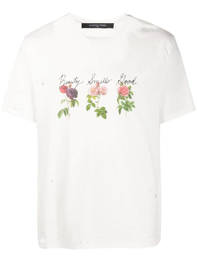 Garcons Infideles Rose Print T-shirt In White