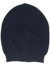 RICK OWENS KNITTED RIBBED TRIM BEANIE