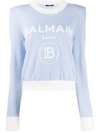 BALMAIN JACQUARD-LOGO SHOULDER-PAD JUMPER