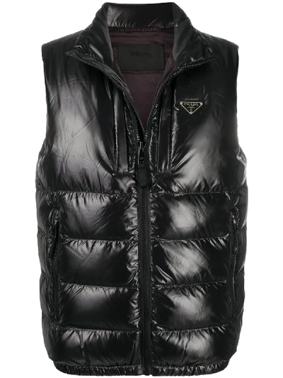 Prada Padded Down Waistcoat In Schwarz