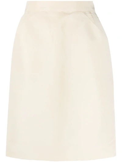 Pre-owned Chanel 1990s High-waisted Straight Skirt In Neutrals