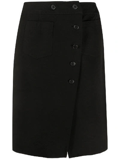 Pre-owned Chanel 2002 Slit Detailing Straight Skirt In Black