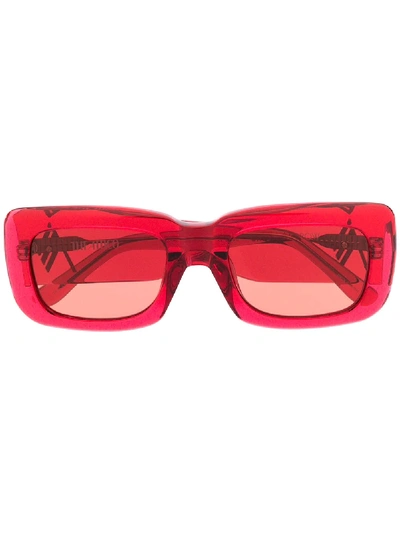 Linda Farrow Marfa 长方形镜框太阳眼镜 In Red