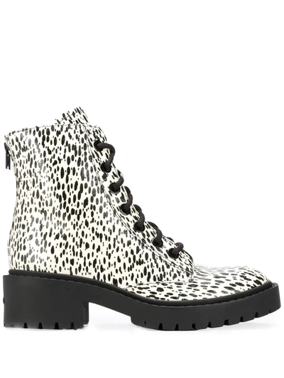 Kenzo 50mm Snake Printed Leather Combat Boots In White