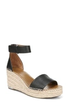 Franco Sarto Clemens Espadrille Wedge Sandals In Black Embossed Woven Leather