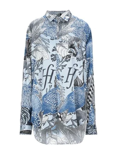 Friendly Hunting Patterned Shirts & Blouses In Sky Blue