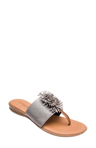 Andre Assous Novalee Sandal In Pewter Fabric