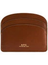 Apc A.p.c. Demi Lune Brown Leather Card Holder With Logo A.p.c. Woman In Brown