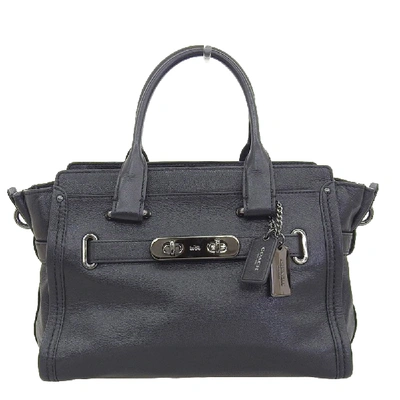 Pre-owned Coach Black Leather Swagger 27 Tote