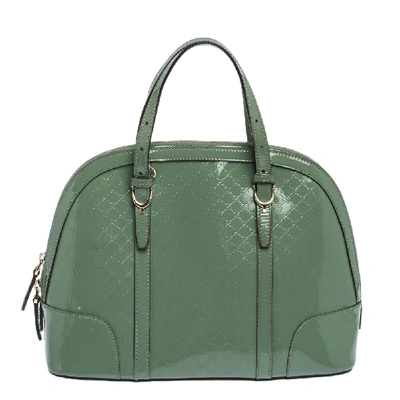 Pre-owned Gucci Mint Green Microssima Patent Leather Nice Satchel
