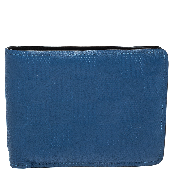 Pre-Owned Louis Vuitton Blue Damier Infini Leather Slender Wallet | ModeSens
