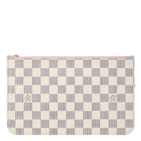 Pre-Owned Louis Vuitton Damier Azur Canvas Neverfull Pochette Nm Clutch In Grey | ModeSens