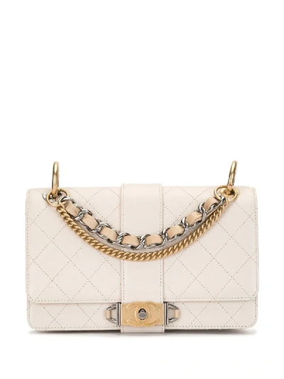 Pre-owned Chanel Diamond Quilted Boy Tote In Neutrals
