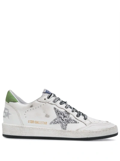 Golden Goose Ball Star Glitter Leather Sneakers In White