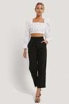 NA-KD REBORN HIGH RISE CROPPED SUIT PANTS - BLACK