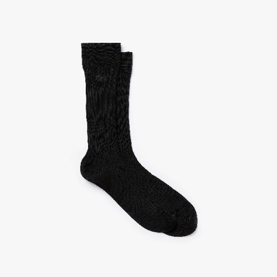 Lacoste Men's Ribbed Cotton Blend Socks In Black