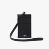 LACOSTE MEN'S FITZGERALD LEATHER NECK STRAP ZIPPERED CARD HOLDER - ONE SIZE