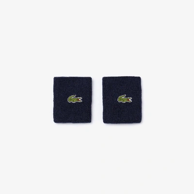 Lacoste Sport Stretch Cotton Jersey Wristband In Navy Blue