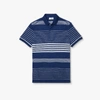 LACOSTE MEN'S STRIPED LINEN AND COTTON REGULAR FIT POLO SHIRT