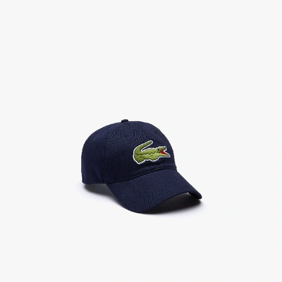 Lacoste Unisex Contrast Strap And Oversized Crocodile Cotton Cap - One Size In Navy