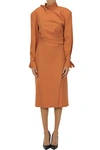 Acne Studios Deera Ruched Cotton-poplin Dress In Copper