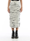 MOSCHINO SIDE VENT COTTON PENCIL SKIRT IN WHITE