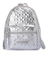 LOVE MOSCHINO QUILTED FAUX LEATHER BACKPACK IN SILVER COLOR