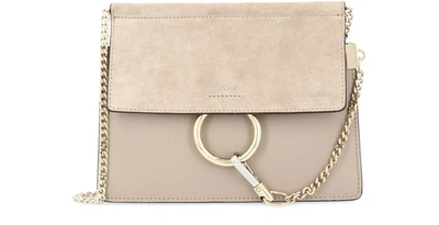 Chloé Faye Small Leather And Suede Cross-body Bag In Grey