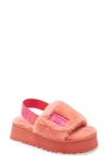 Ugg Women's Disco Sheepskin Platform Slingback Sandals In Vibrant Coral