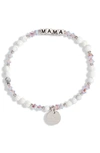 Little Words Project Mama Beaded Stretch Bracelet In Creampuff/ Silver