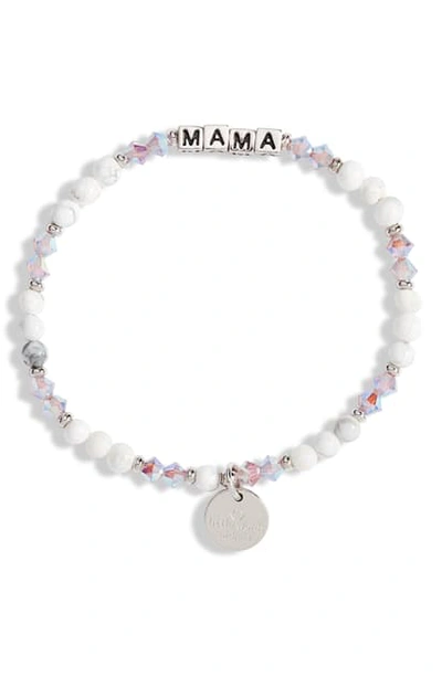 Little Words Project Mama Beaded Stretch Bracelet In Creampuff/ Silver